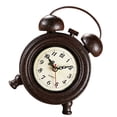 thumbnail image 3 of Reloj de pared redondo decorativo de metal estilo retro silencioso para decoración del hogar, color marrón., 3 of 8