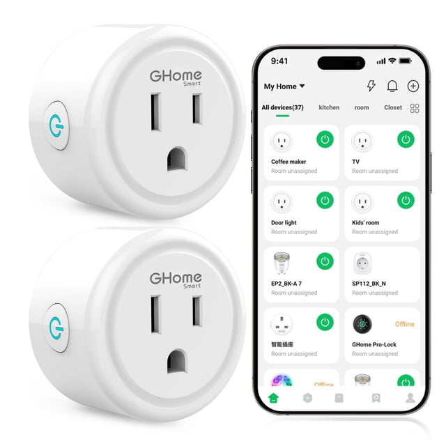 Enchufe inteligente GHome Smart WiFi con Alexa, temporizador y control remoto