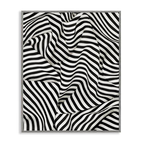 Stupell Industries Modern Folded Striped Drapery Pattern Gray Framed Giclee Art, 16 x 20, by Ashley Aldridge