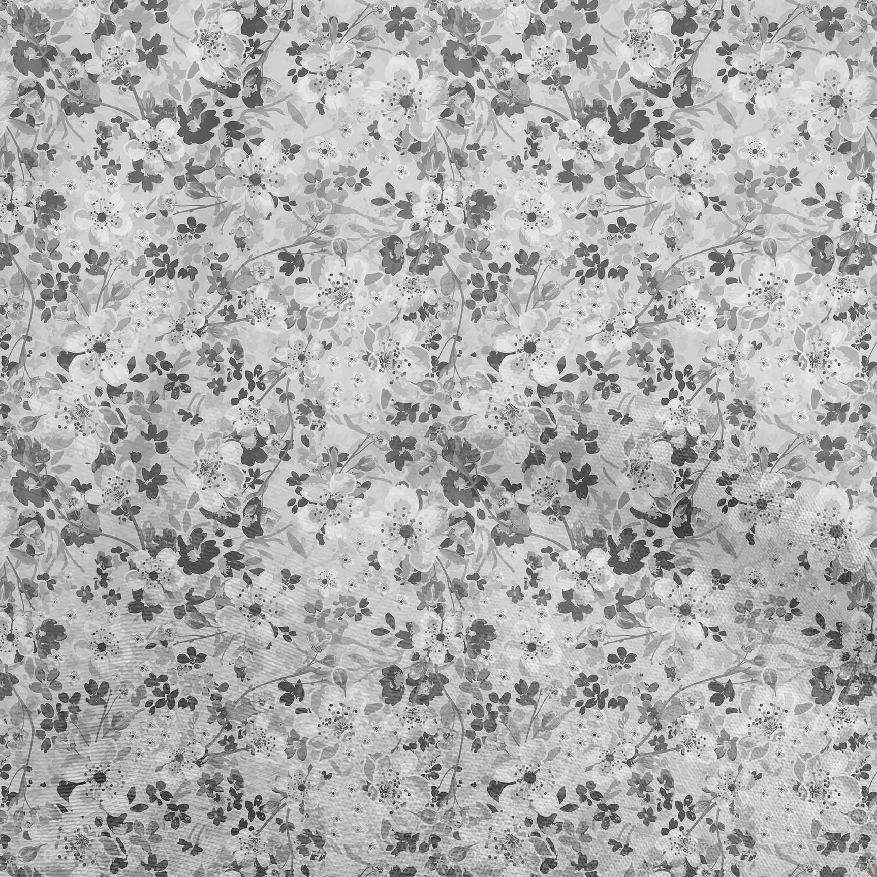 oneOone Viscose Chiffon Gray Fabric Floral Diy Clothing Quilting Fabric