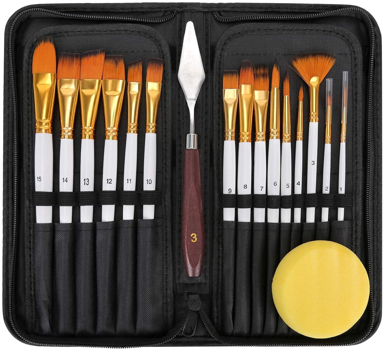 Paint Brushes Set for Acrylic Oil Painting 15Pcs Professional Canvas Paint Kit