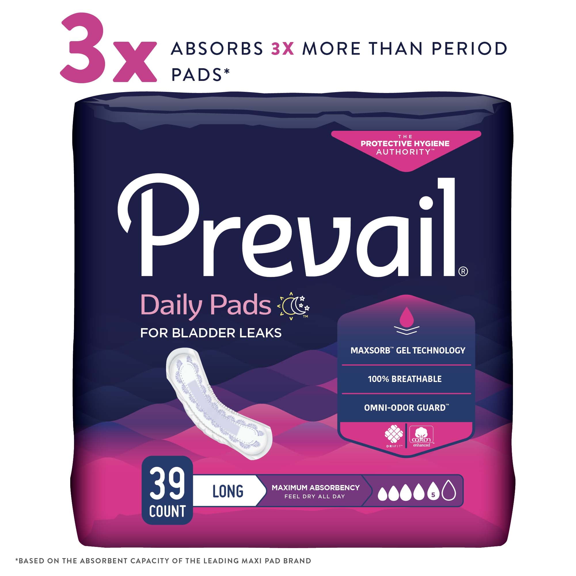 Prevail Daily Incontinent Pad 13" L Long Length PV-915/1, Maximum, 156 Ct