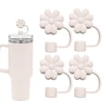 thumbnail image 1 of Tapas de pajitas con forma de flor para vasos Stanley de 30 y 40 oz con accesorios para asas, 4 tapas de pajitas de silicona, protectores de puntas de pajitas reutilizables para pajitas Stanley de 10, 1 of 5