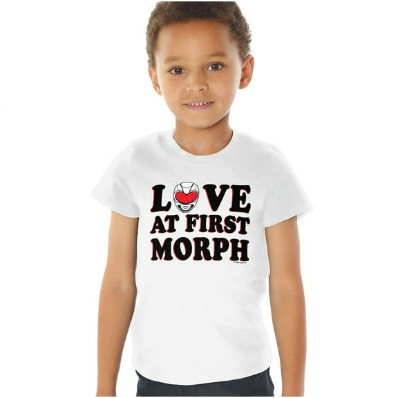 Power Rangers Valentine's Day Love At First Morph Kids T Shirt (4) for Toddler Boys and Girls, White