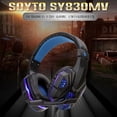 thumbnail image 4 of Auriculares para juegos Consola de juegos para computadora Sonido envolvente estéreo Auriculares con cable de 3,5 mm Auriculares, Negro, Azul, Tipo LED Inevent EL5139-02B, 4 of 7