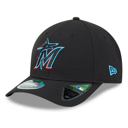 Men's New Era  Black Miami Marlins Player Replica 9FORTY Adjustable Hat