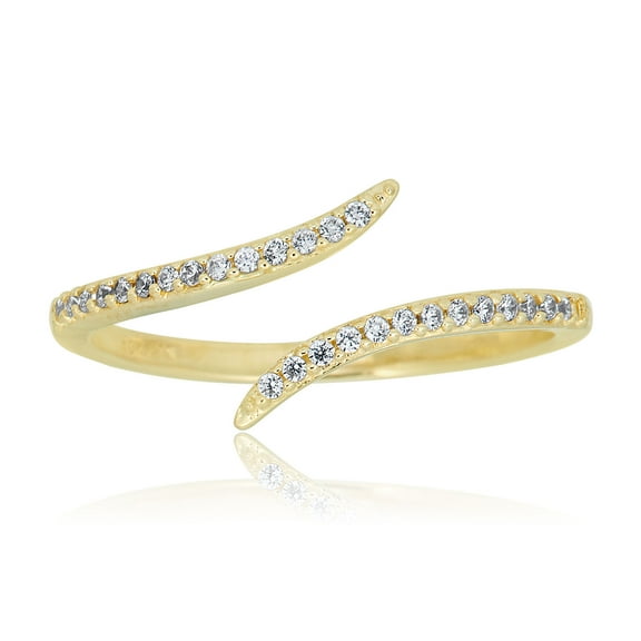 AVORA 10K Yellow Gold Simulated Diamond CZ Bypass Wrap Fashion Ring - Size 7