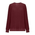 thumbnail image 3 of Womens V Neck Sweaters, Long Sleeve Pullover for Women Fall Fashion Loose Fit Ribbed Solid Color Thin Sweater S-2XL, 3 of 7