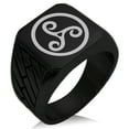 thumbnail image 1 of Stainless Steel Celtic Triskele Triskelion Geometric Pattern Biker Style Polished Ring, 1 of 1