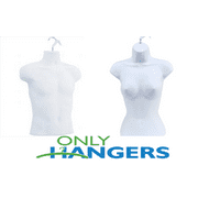 White Torso Female + Male Body Mannequin Forms Set (Waist Long) For Sizes S-M