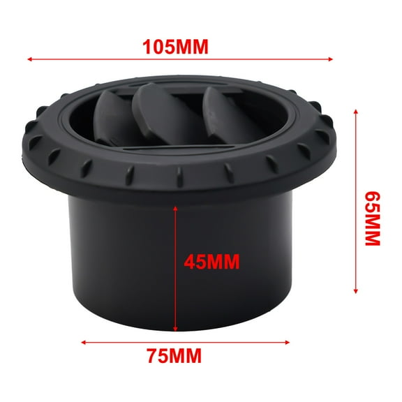 75mm Diesel Heater Duct Hose Pipe Air Vent Outlet Rotatable Black