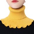thumbnail image 1 of Women's Ribbed Knit Turtleneck False Collar Ruffle Neck Scarf Extender, Detachable Winter Warm Dickey Sweater Bib Front, Polyester Fiber, 10.2" x 5.9" One Size, 1 of 8