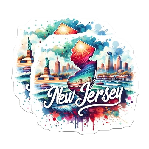 (2 Pack) New Jersey Magnets - State Souvenir - Travel Keepsake - USA Vacation Memento - 5" On Longest Side - for Cars, Fridges, Toolboxes - Made in USA - MAG6870
