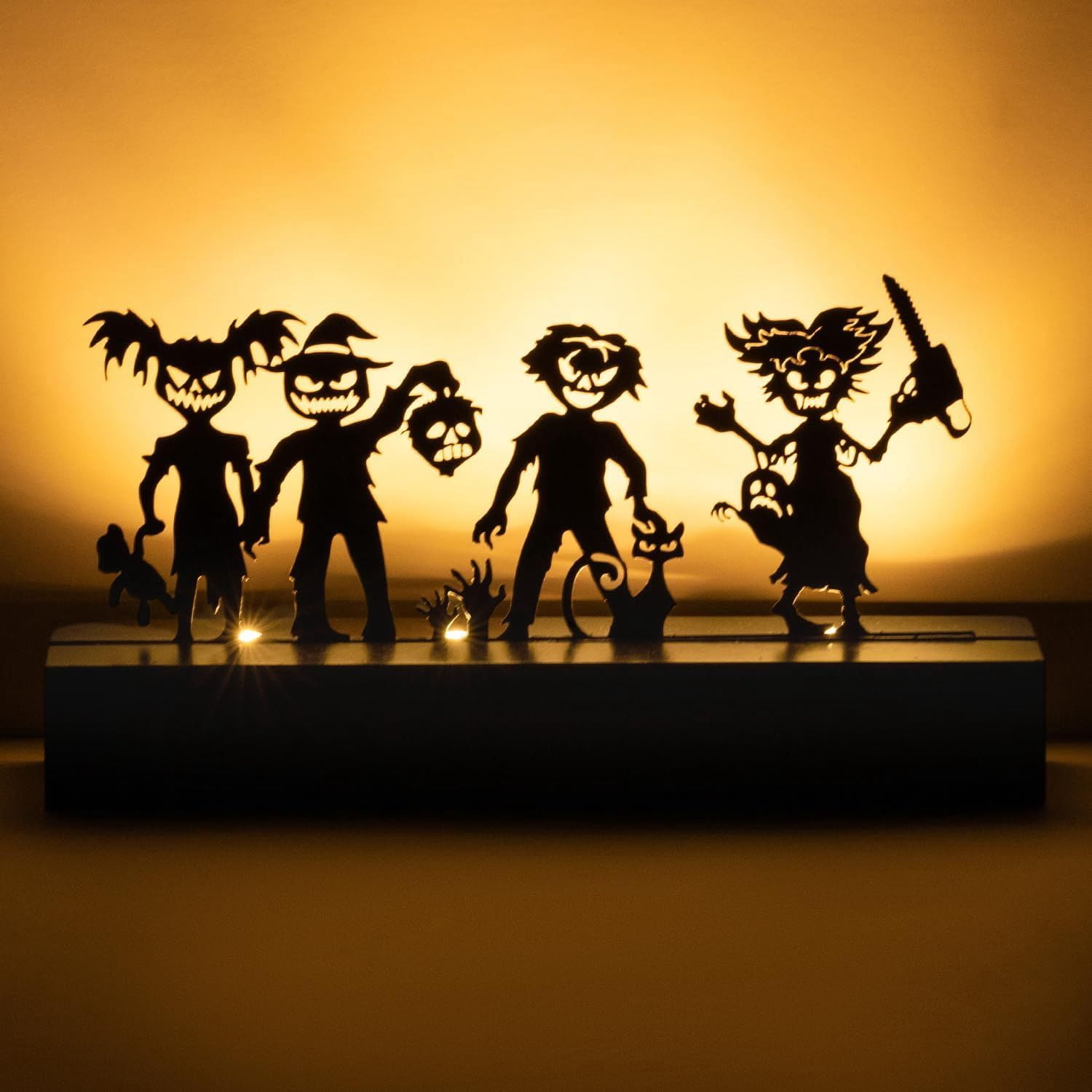 Battery Operated LED Table Decor with 4 Haunting Figures for Halloween