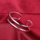 thumbnail image 1 of Venta al por mayor, brazaletes de plata de ley 925 a la moda, pulsera con coraz贸n redondo abierto para mujer, joyer铆a de moda, brazalete de ajuste para boda, 1 of 2