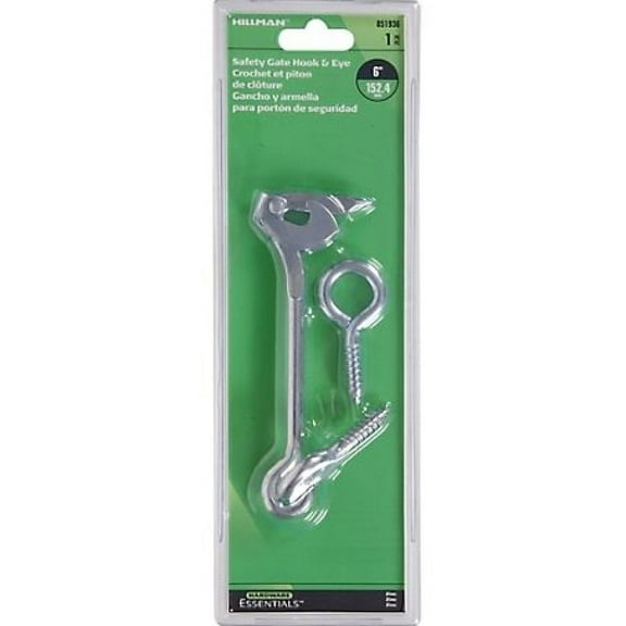 Hillman Hardware Essentials 851936 Safety Gate Hook & Eye Latches Zinc 6-Inch