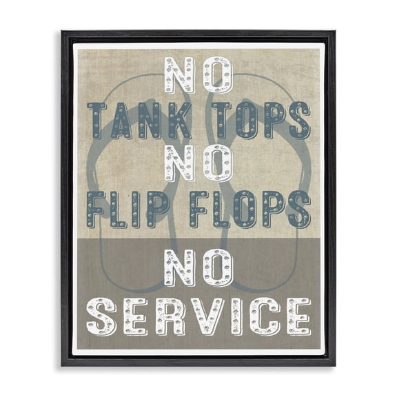 Stupell Industries Coastal Summer No Service Sign Black Floating Frame Canvas Art, 17 x 21, by Graffitee Studios
