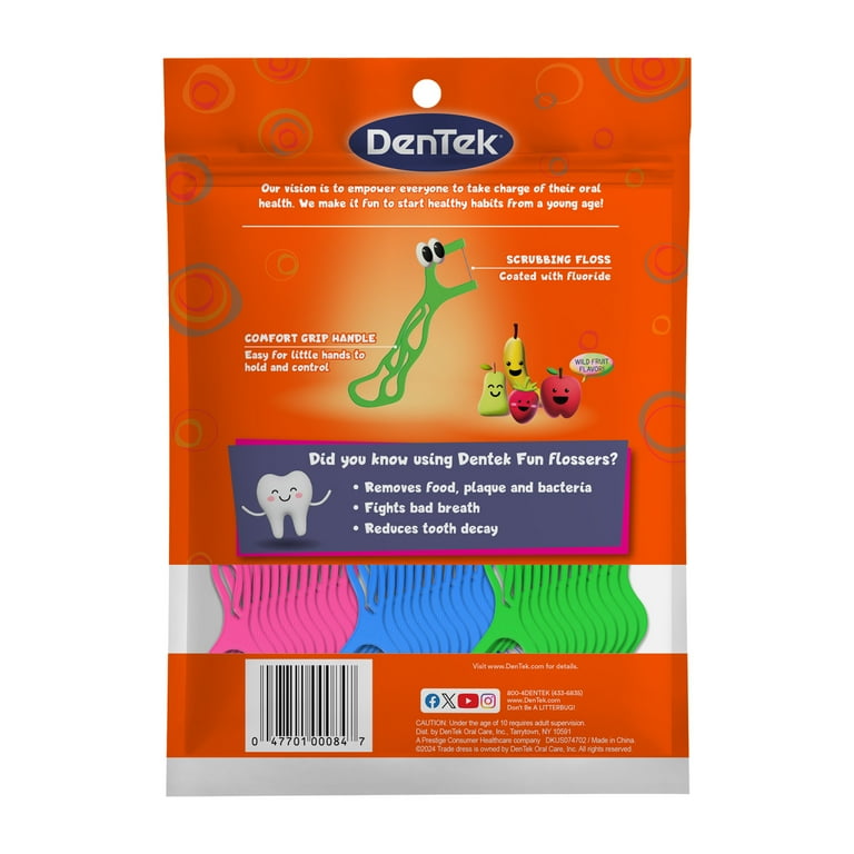 DenTek Kids Fun Flossers Floss Picks 90 Count with Wild Fruit