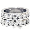 thumbnail image 2 of Pompeii 3ct Diamond Engagement Semi Mount Wedding Ring Set White Gold Channel Set (G,SI), 2 of 2