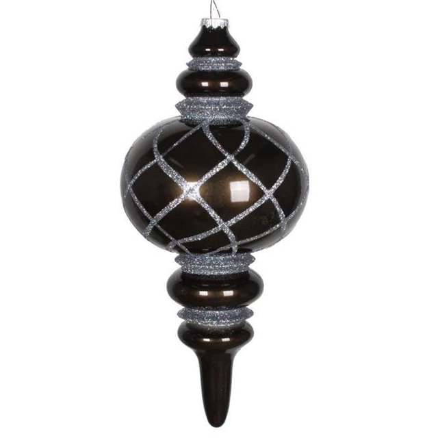 Vickerman MT198987D Ornement Candy Glitter Net Finial 13 Po. Étain