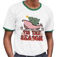 thumbnail image 2 of Sleigh Tis the Season Ringer Tee Shirt Unisex Large White/Kelly Green, 2 of 5