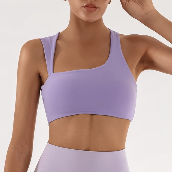 Aooho Sports Bras for Women Criss-Cross Back Padded Workout Tank Tops Vest Medium Support Crop Tops for Women