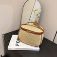 thumbnail image 2 of Bolso de cosméticos para mujer, organizador de bolsas de ducha portátil tejida a mano informal (caqui L), 2 of 8