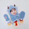 thumbnail image 2 of Conjunto de gorro y guantes de invierno para niños, forro polar cálido de felpa para bebé, lindas orejas de animales, gorro navideño de bosque, capucha, bufanda, manoplas de 3 a 8 años JAMW Sencillez, 2 of 5