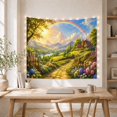 thumbnail image 5 of Cottage on Stone Path with Rainbow and Lake, Whimsical Fantasy for Fantasy Decor Lovers, Nature Wall Art, Birthday Gift, Tapestry Wall Hanging for Living Room and Bedroom, 5 of 7