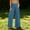 Blue, variant on Womens Ruffle Wide Leg Jeans Cropped Elastic Casual Loose High Waisted Baggy Denim Pants with Pockets For Daily Wear Pants L