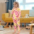 thumbnail image 4 of FORMRS Long Sleeve Top and Pants Pajama Set for Niños 2-Piece Sleepwear, Sizes 18M-8Y, Pink Grapefruit Slices, 4 of 6
