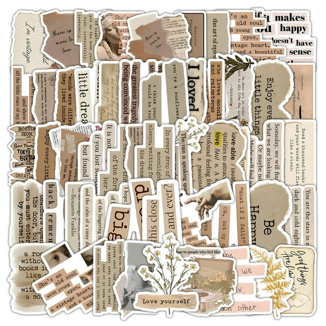 Paquete de pegatinas para álbumes de recortes, estética vintage, 120 unidades
