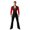 Red&Black, variant on Men Latin Dance Figure Skating Rhinestones Leotard V Neck Long Sleeve Satin Patchwork with Tassel Flared Pants Black M