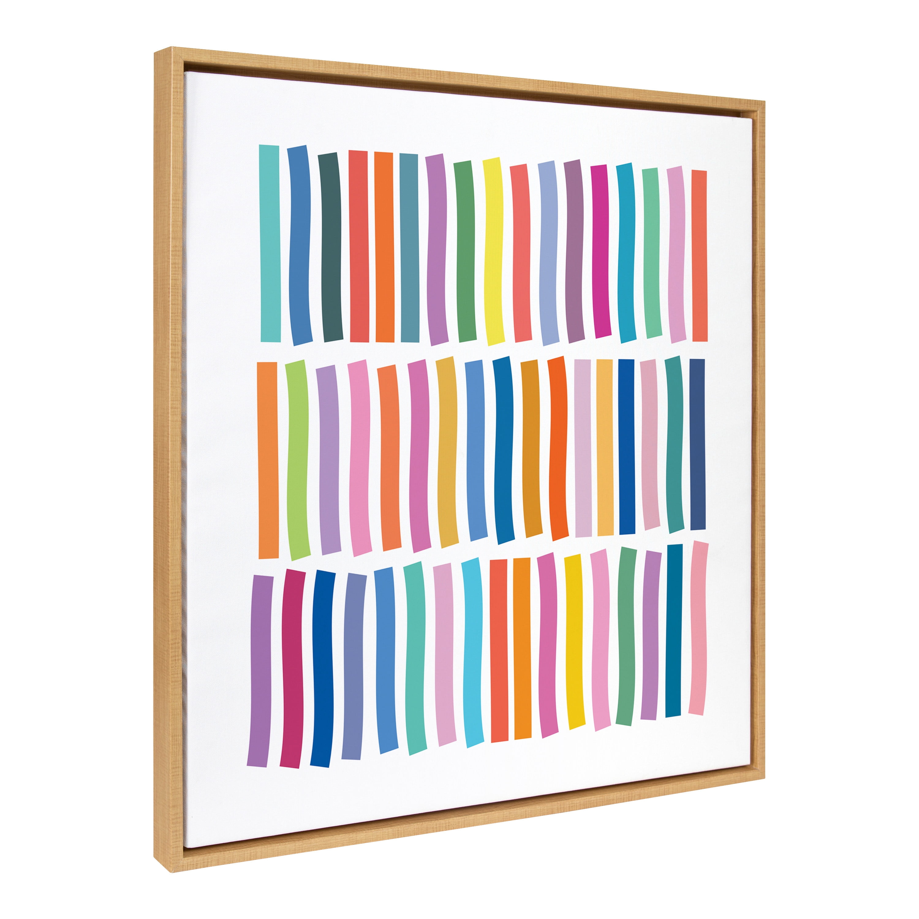 Kate and Laurel Sylvie Whimsical Lines Framed Canvas Wall Art by Apricot and Birch, 30x30 Natural, Colorful Abstract Decor for Wall