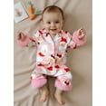thumbnail image 6 of Rovasas Girl Christmas Santa Claus/Dot/Socks/Candy Cane Print Jumpsuits Pajama, 6 of 7