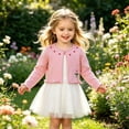 thumbnail image 3 of WXFAZCVU Cardigan for Girls Fashion Lace Knit Sweater Ruffle Long Sleeve Button Fall Tops Size 4-5 Years, 3 of 4