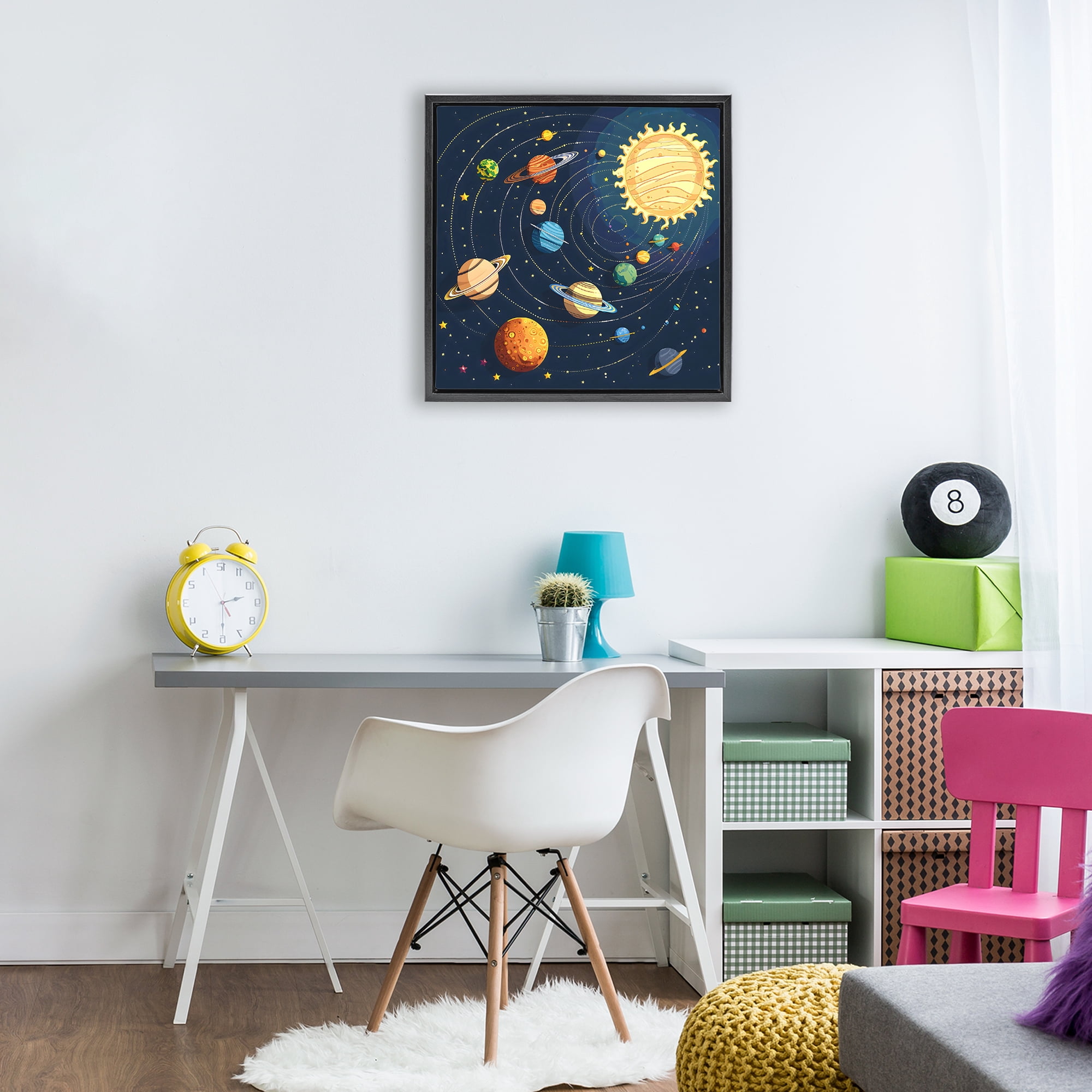 Stupell Industries Planets Around The Sun Black Framed Floater Canvas Wall Art, design by Creative Studio