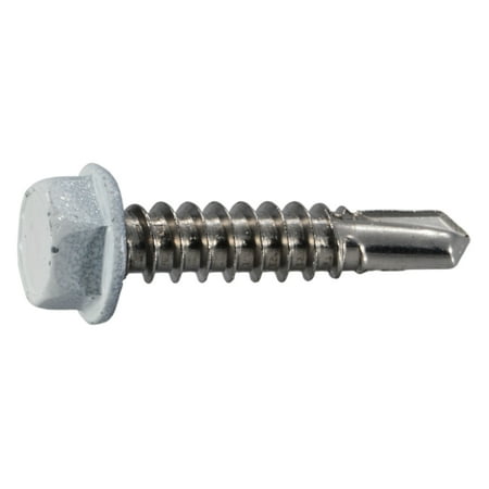 

#12-14 x 1 White 410 Stainless Hex Head Self-Drilling Screws (8 pcs.)