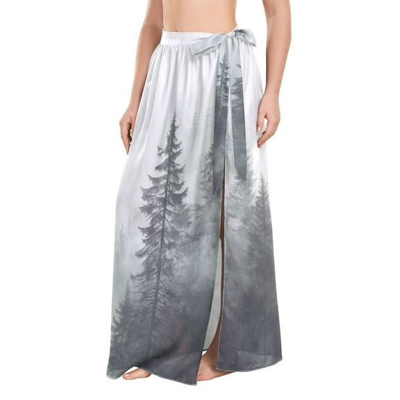 FORMRS Womens Beach Sarong Semi-Sheer Bikini Wrap Skirt Swimsuit Cover-ups, Foggy Forest