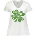 thumbnail image 3 of Inktastic Happy St. Patrick's Day Shamrock in Green Women's Plus Size V-Neck T-Shirt, 3 of 5