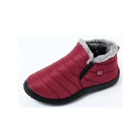 

Oucaili Women Men Retro Classic Waterproof Booties Shoes Snow Boots Plush-lined Slip On Warm Ankle Boot