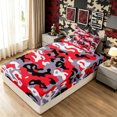 thumbnail image 2 of Manfei Minimalism Camouflage Twin Fitted Sheet, Old Fashion Camo Bedding, Crimson Red, 2-Piece, 1 Fitted Sheet and 1 Pillowcase, 2 of 6