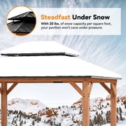 Modern Shade 13'x15' Rosewood Wood Gazebo Cedar Wood Framed Double Steel Roof for Garden Backyard