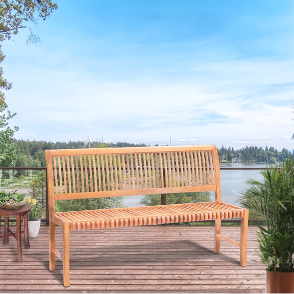 Teak Wood Castle Outdoor Patio & Garden Bench without Arms, 5 foot