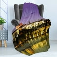 thumbnail image 4 of Travel Soft Flannel Fleece Blanket, Charles Bridge Prague Czech Republic European Famous Landmark Castle View, Cozy Plush for Indoor and Outdoor Use, 50" x 60", Purple Yellow Brown, by Ambesonne, 4 of 5