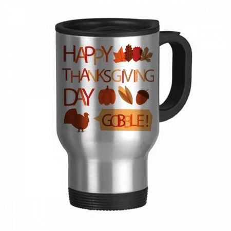 

Pumkin Thanksgiving Day Turkey Pattern Travel Mug Flip Lid Stainless Steel Cup Car Tumbler Thermos