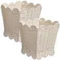 thumbnail image 3 of happimess Silas Modern Farmhouse Resin 3.3-Gallon Tapered Square Wicker Waste Basket with Scalloped Edge, White (Set of 2), 3 of 6