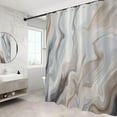 thumbnail image 6 of Brown Marble Shower Curtain, Tan Brown Mix Grey Ombre Modern Abstract Luxury Wave Bathroom Curtain Bathtub Home Decor Waterproof Fabric Machine Washable with 12 PCS Hooks,72" Wx72 L, 6 of 6