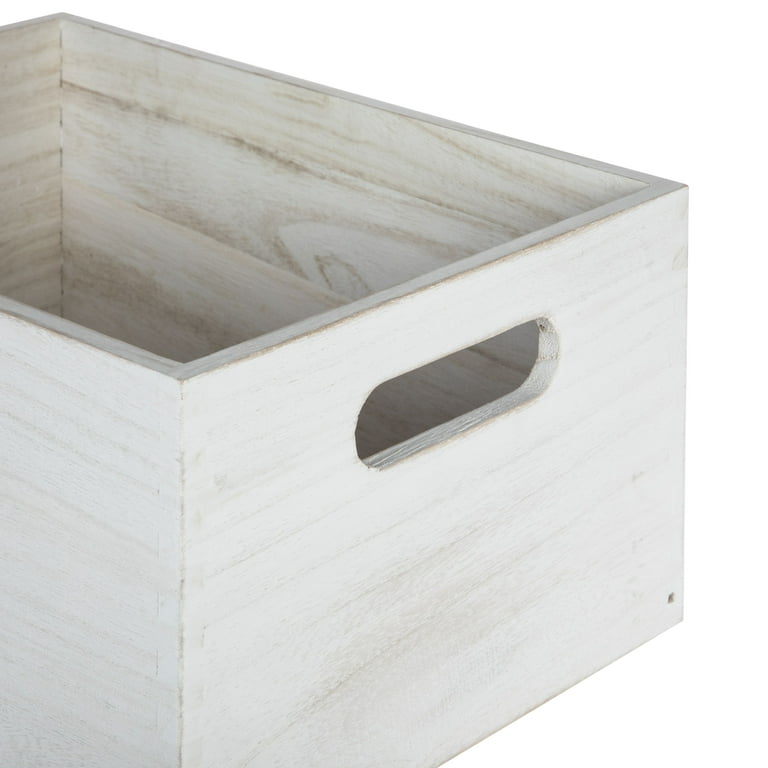 Whitewashed Wood Decorative Storage Boxes for Organizing, Small