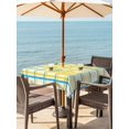thumbnail image 3 of Outdoor Tablecloth with Umbrella Hole for Patio/Picnic/Party/Camping, Summer Lemon Watercolor Waterproof Table Cloth Square Cover Washable, Yellow Blue Line Checkered (54"x 54"), 3 of 8